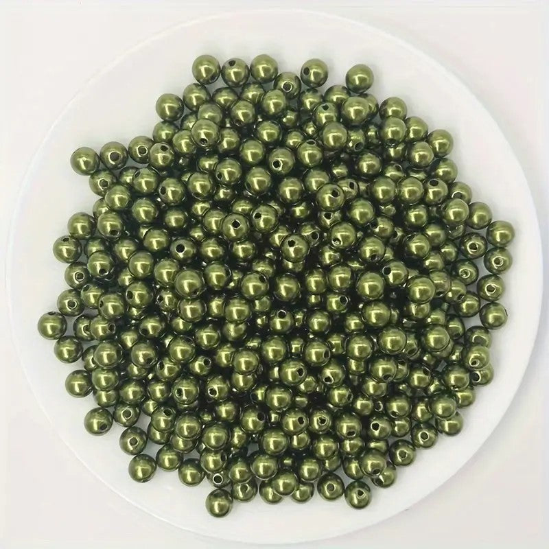 Perle acrilice 6mm verde maslina