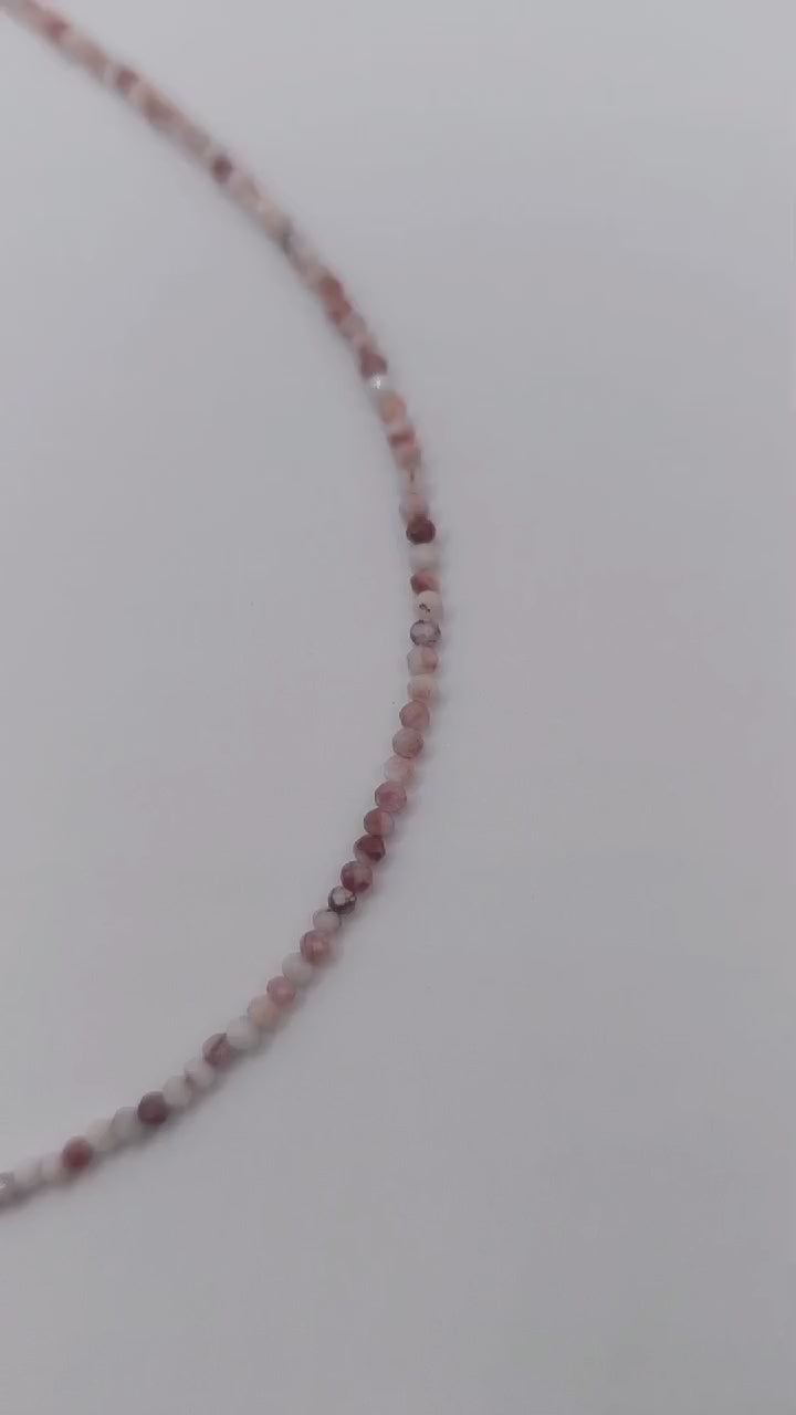 Choker Jasp alb-rosu