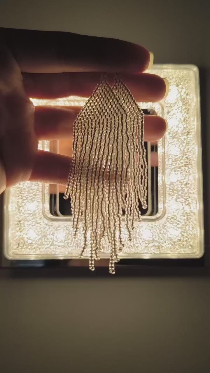 Cercei franjuri Silver Lined argintiu