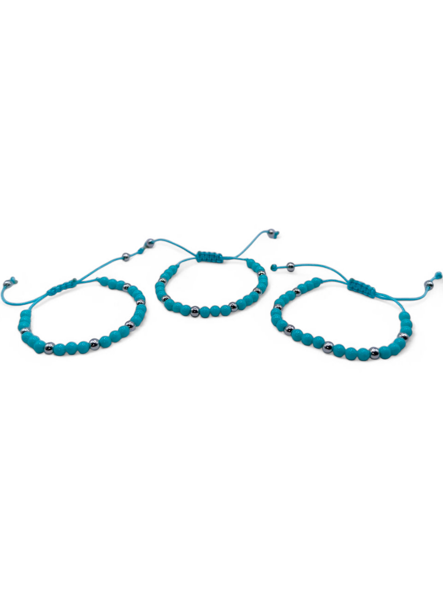 Bratara reglabila copii turquoise dot turcoaz si argintiu