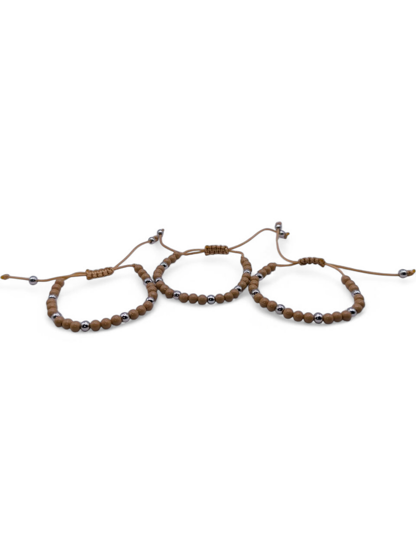 Bratara reglabila copii Cream Dot crem si argintiu