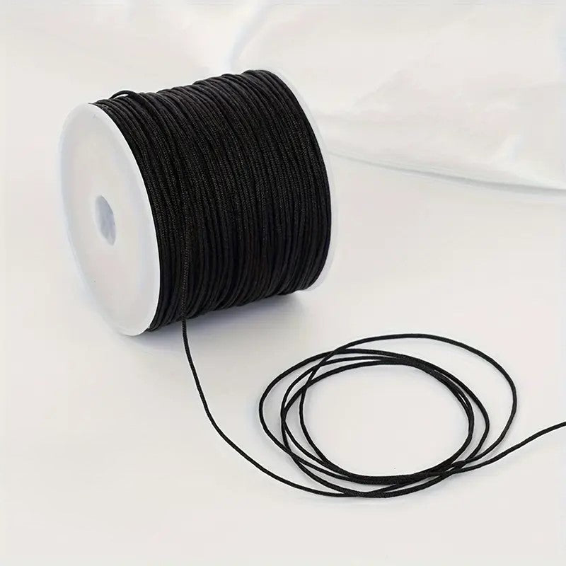 Snur Shamballa nylon negru 0.8mm rola 45m