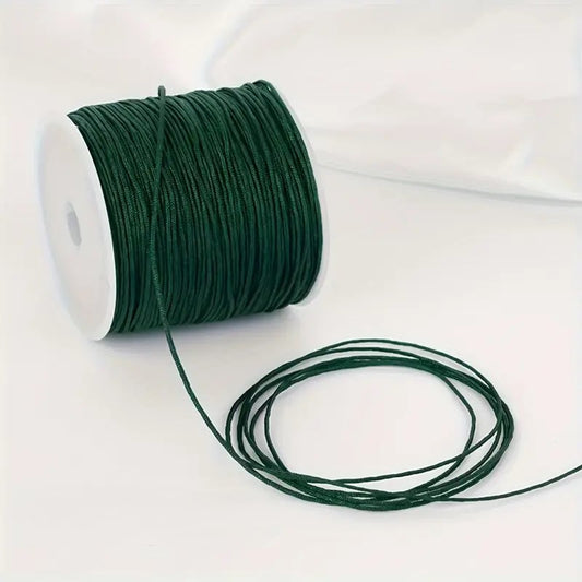 Snur Shamballa nylon verde inchis 0.8mm rola 45m