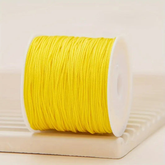 Snur Shamballa nylon galben deschis 0.8mm rola 45m