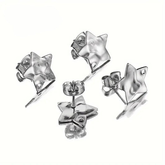 Tortite cercei otel inoxidabil stea 12x12mm argintiu cu opritor