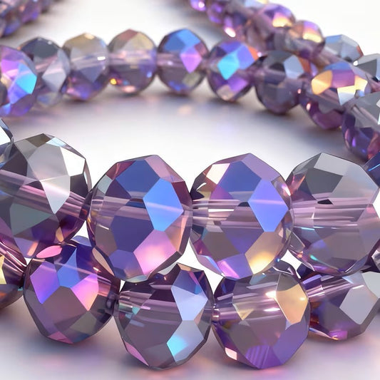 Margele sticla fatetate rondele 6mm violet AB