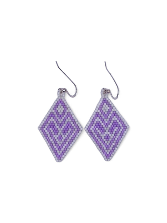 Cercei romb Columbine White alb si mov