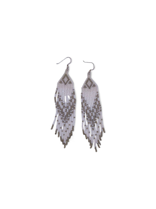 Cercei franjuri Gold Diamond alb si auriu