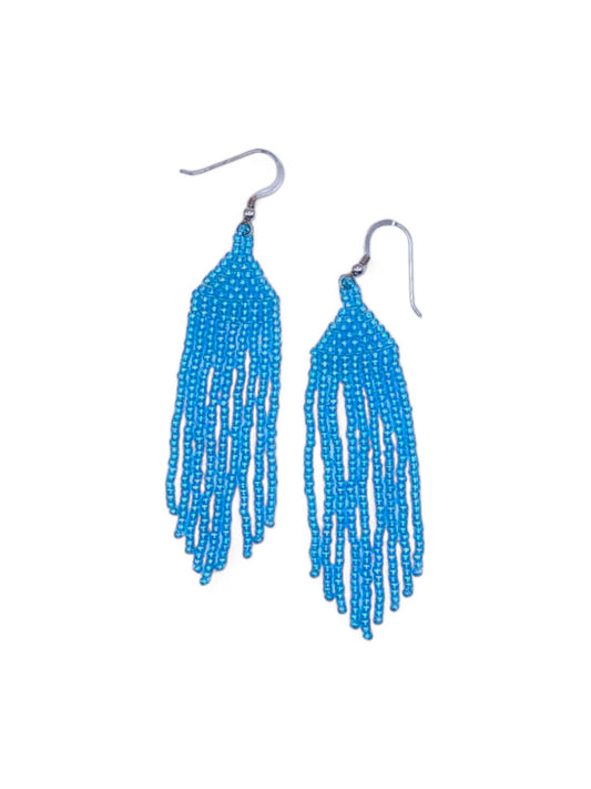 Cercei franjuri Rainbow Aqua albastru