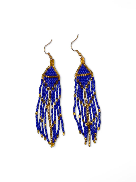 Cercei franjuri Navy Gold albastru si auriu