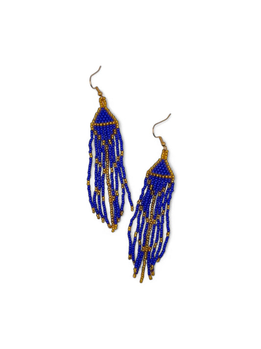 Cercei franjuri Navy Gold albastru si auriu