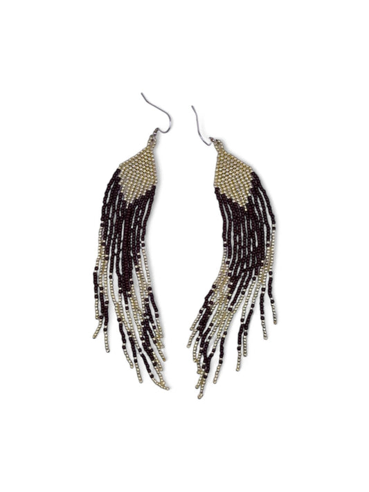 Cercei franjuri lungi Burgundy Sparkle visiniu si argintiu