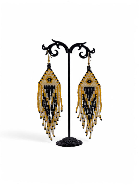 Cercei franjuri Latte Macchiato maro si negru