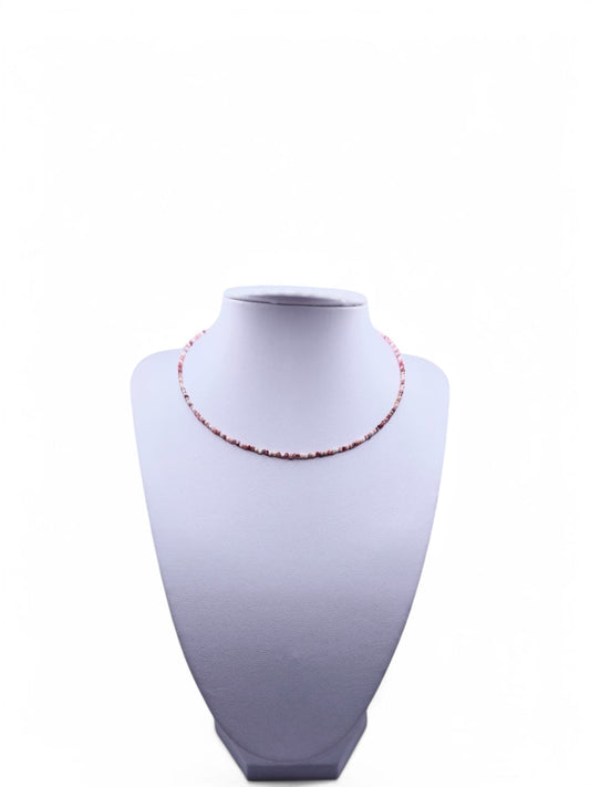 Choker Jasp alb-rosu
