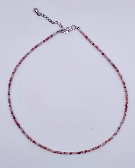 Choker Jasp alb-rosu