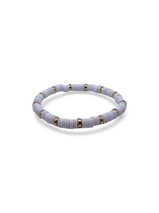 Bratara elastica barbati White Gold alb si auriu