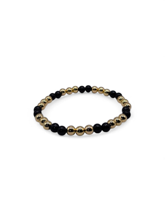 Bratara elastica barbati Black&Gold Dots negru si auriu