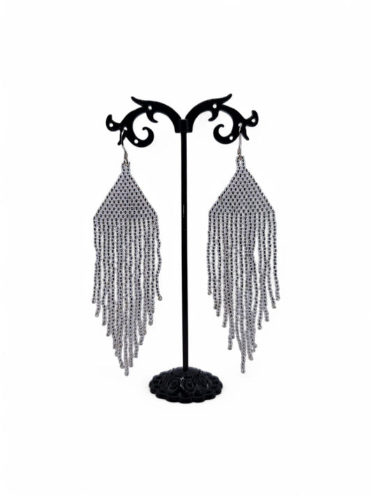 Cercei franjuri Silver Lined argintiu