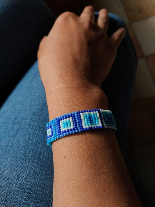 Bratara tesuta handmade Blue View albastru