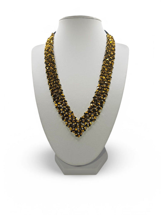 Colier handmade Frosted Gold auriu si negru