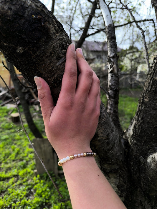 Bratara elastica Brown Vibe maro si crem