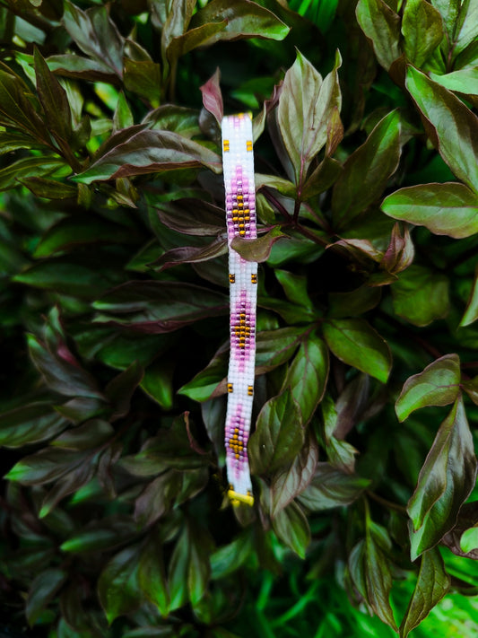 Bratara tesuta handamade Topaz Grape mov, topaz si alb