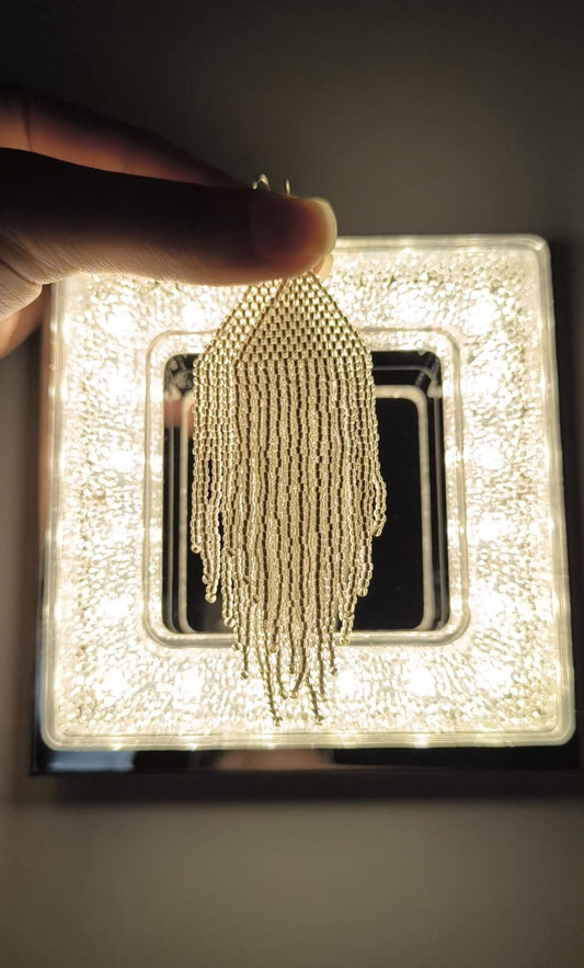 Cercei franjuri Silver Lined argintiu