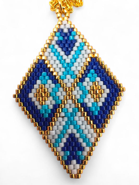 Set bijuterii handmade Cobalt Blue cercei si colier albastru