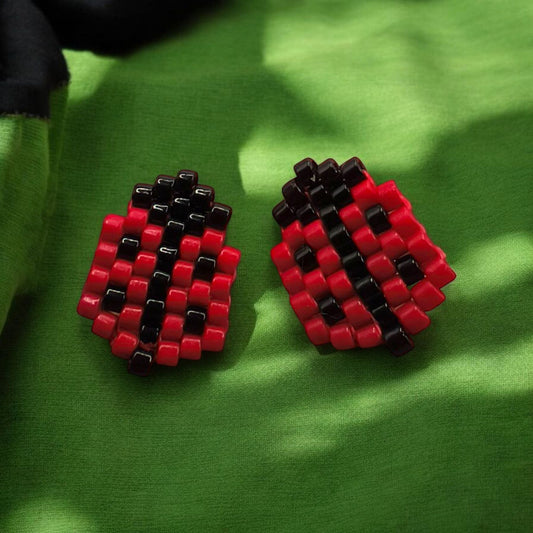Cercei Ladybug buburuza rosu si negru