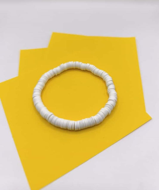 Bratara elastica Heishi alba