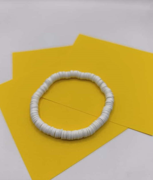 Bratara elastica Heishi alba