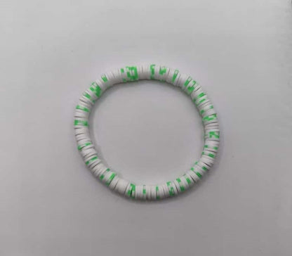 Bratara elastica Heishi verde si alb