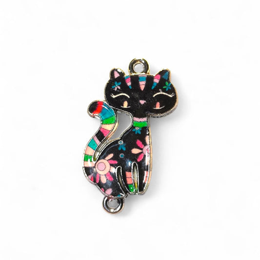 Link pisica argintiu inchis cu email printat negru 30x16mm