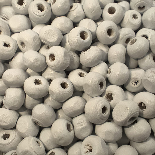 Margele din lemn 6mm alb