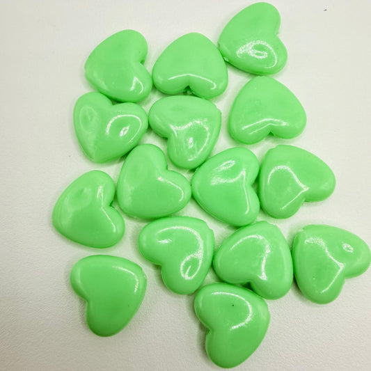 Margele acrilice inima 15mm verde