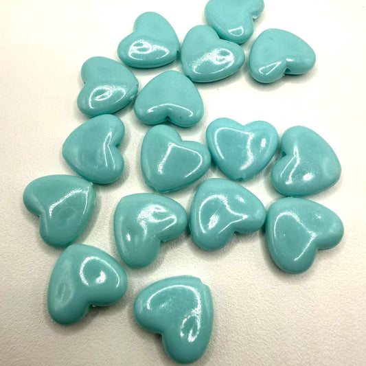 Margele acrilice inima 15mm albastru deschis