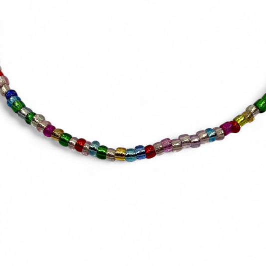 Bratara de picior reglabila cu margele de nisip multicolor - snur negru