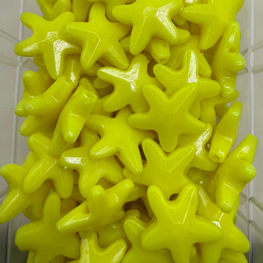 Margele acrilice stea de mare 21mm galben