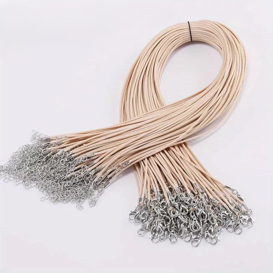 Baza colier snur cerat crem si terminatie argintie 45cm+5 cm prelungire