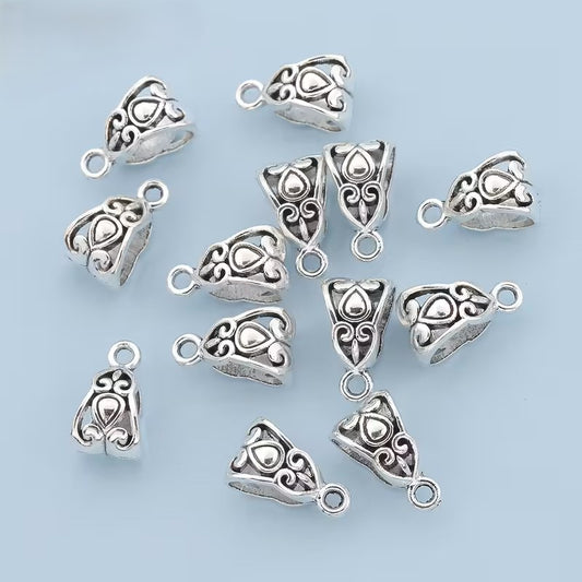 Distantier cu agatatoare pandantiv 13x8mm argintiu