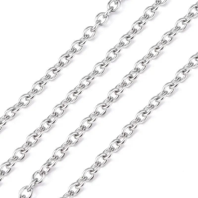 Lant otel inoxidabil 4x3x0.8mm argintiu