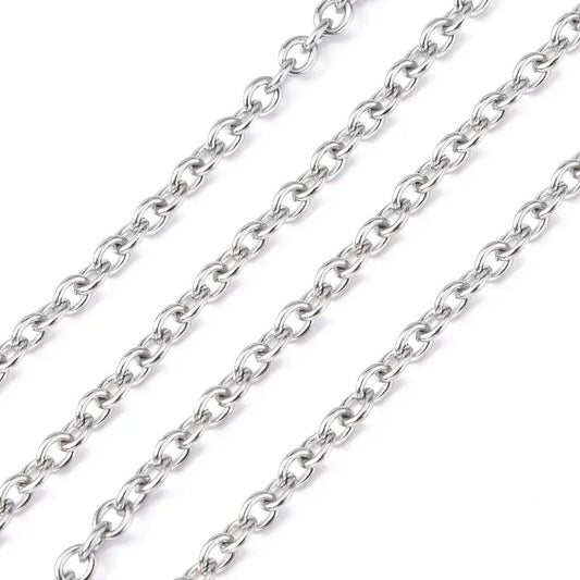 Lant otel inoxidabil 4x3x0.8mm argintiu