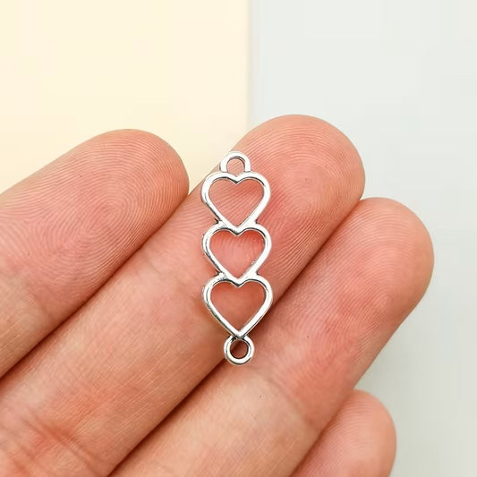 Link trei inimi 8x24mm argintiu