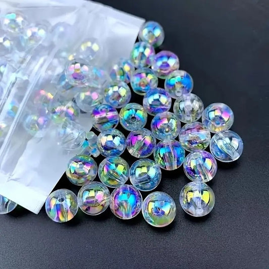 Margele acrilice 6mm transparente cu efect AB