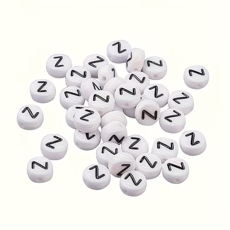 Margele acrilice alb si negru litera Z 7mm