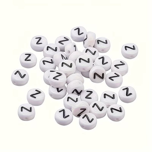 Margele acrilice alb si negru litera Z 7mm