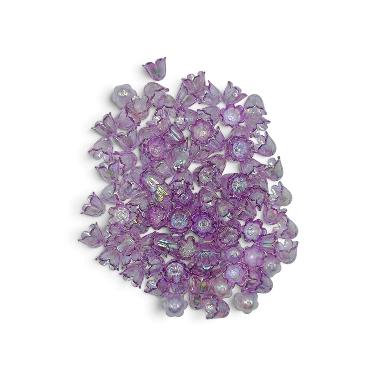 Margele acrilice floare 10x12mm mov efect AB