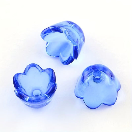 Margele acrilice floare 10x7mm albastru