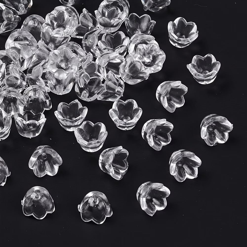 Margele acrilice floare 10x7mm transparent