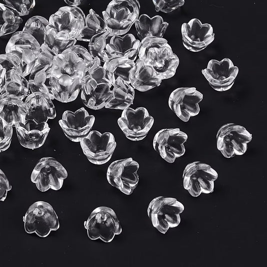 Margele acrilice floare 10x7mm transparent